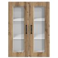vidaXL Nástenný sklenený kabinet PORTO Remeselný dub 60 x 31 x 80 cm