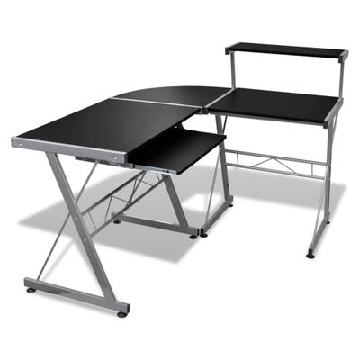 PC stôl s výsuvom pre klávesnicu, čierny