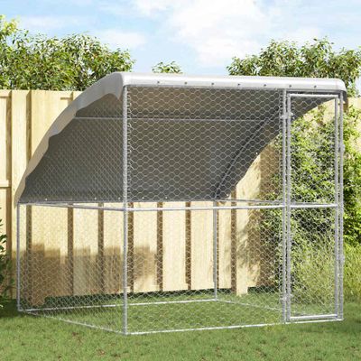 vidaXL Psí kennel s úložiskom Strieborná 2 x 2 x 2 m Pozinkovaná oceľ
