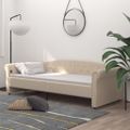 vidaXL Pohovka s matracom a USB krémová látková 90x200 cm