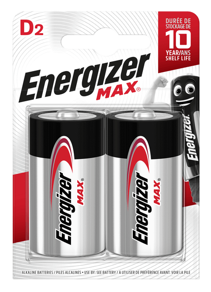Energizer MAX veľký monočlánok D/E95 alkalické batérie 2ks E301533400