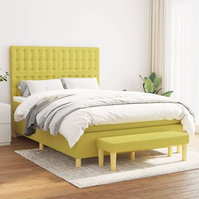 vidaXL Boxspring posteľ s matracom svetlozelená 140x190 cm látka