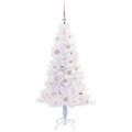 vidaXL Umelý vianočný stromček s 150 LED-i Biela 150 cm PVC a oceľ