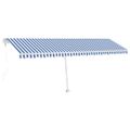 vidaXL Automatická markíza, LED a senzor vetra 600x300 cm, modrá/biela