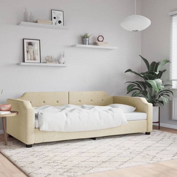 vidaXL Denná posteľ krémová 100x200 cm látka