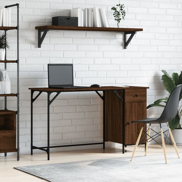 vidaXL Počítačový stôl hnedý dub 131x48x75 cm kompozitné drevo