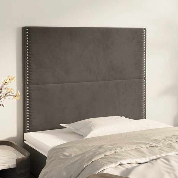 vidaXL Čelo postele tmavosivé 100x5x118/128 cm zamatové