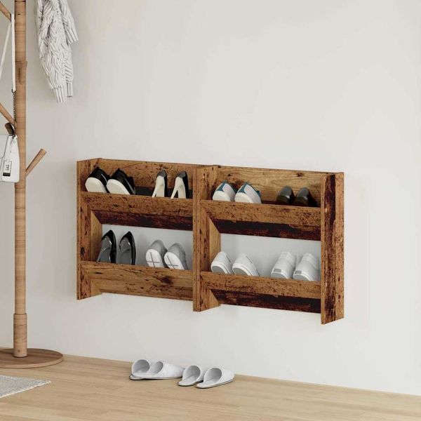 vidaXL Skriňa na topánky s poličkou 2 pcs Staré drevo 60 x 18 x 60 cm