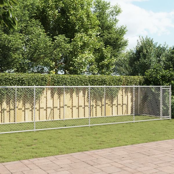 vidaXL Klietka pre psa s dvierkami šedá 12x2x1,5 m pozinkovaná oceľ