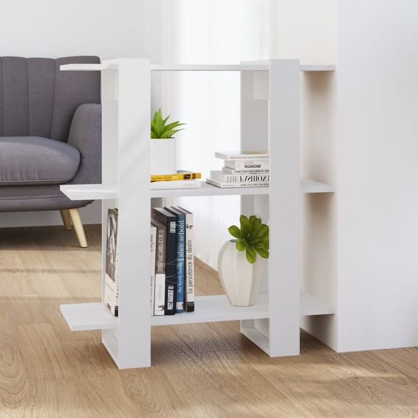 vidaXL Knižnica/deliaca stena biela 80x30x87 cm