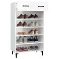 vidaXL Botník lesklý biely 60x35x105 cm spracované drevo