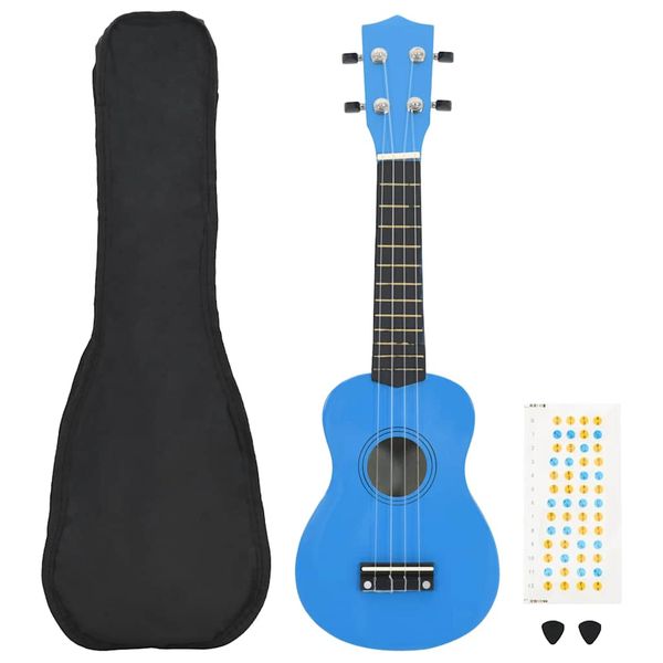 vidaXL Sopránové ukulele s taškou pre deti modré 21"