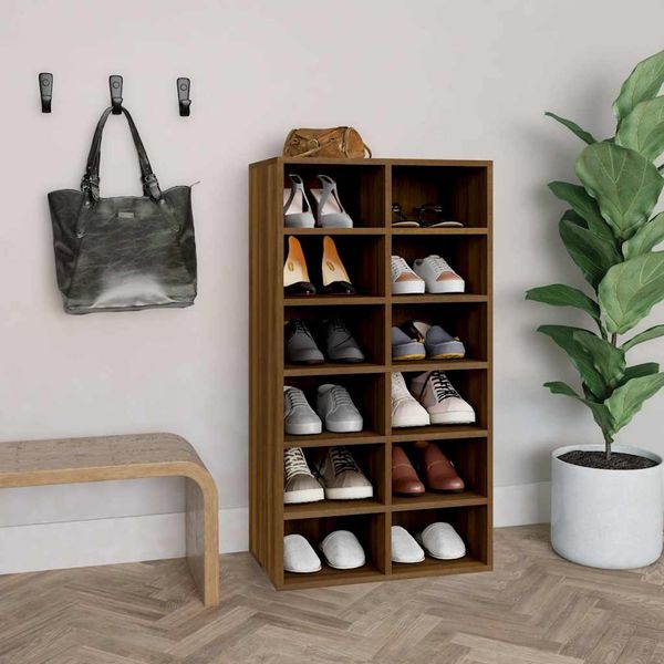 vidaXL Regál na topánky hnedý dub 54x34x100,5 cm spracované drevo