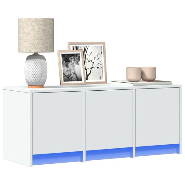 vidaXL TV stolík s LED biely 97x34x40 cm kompozitné drevo