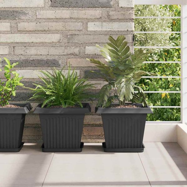 vidaXL Kvetináče 24 pcs Čierna 28,5 x 28,5 x 22 cm Plast