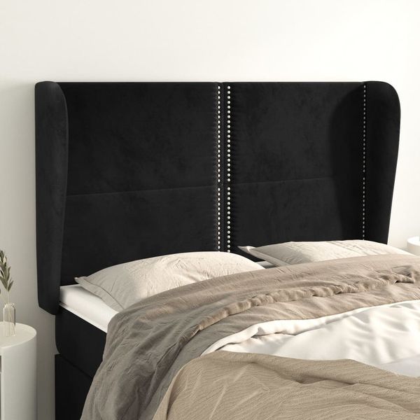 vidaXL Čelo postele so záhybmi čierne 147x23x118/128 cm zamat