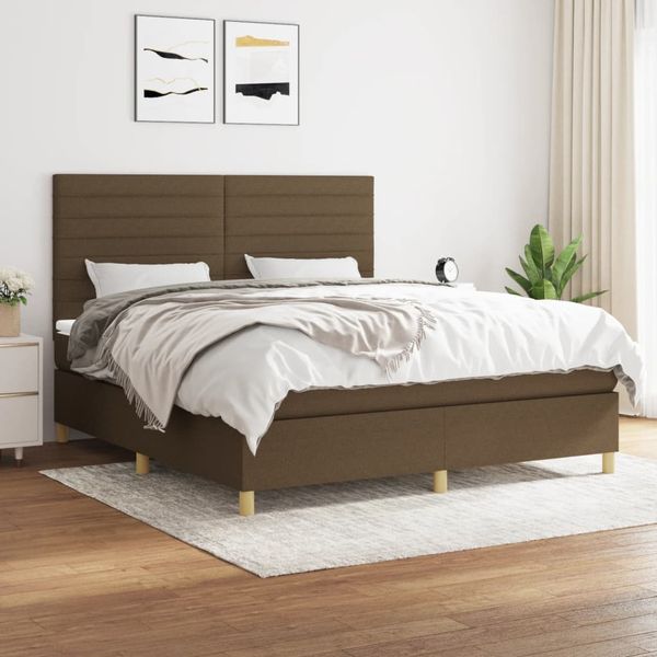 vidaXL Boxspring posteľ s matracom tmavohnedá 160x200 cm látka
