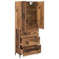vidaXL Highboard Staré drevo 69,5 x 34 x 180 cm Kompozitné drevo