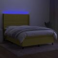 vidaXL Posteľ boxsping s matracom a LED zelená 140x190 cm látka