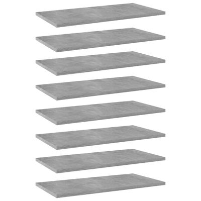 vidaXL Prídavné police 8 ks, betónovo sivé 60x30x1,5 cm, drevotrieska