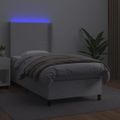 vidaXL Boxspring posteľ s matracom a LED biela 90x190 cm umelá koža
