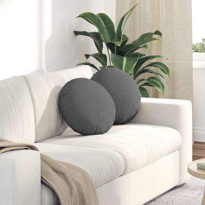 vidaXL Vankúše na sedenie 2 pcs Tmavo šedá Ø40 x 13 cm látka
