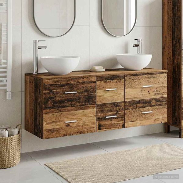 vidaXL Set kabinetov do kúpeľne 3 ks Staré drevo 49,5 x 41 x 64,5 cm