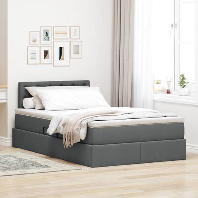 vidaXL Postel s úložným prostorem a matrací Tmavo šedá 120 x 190 cm
