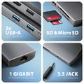 AXAGON HMC-8HLSA, USB 5Gbps hub, 3x USB-A, HDMI 4k/60Hz, RJ-45 GLAN, SD/microSD, audio, PD 100W Dokovacia stanica, USB-C, kompatibilný s Thunderbolt 4, 1× HDMI, 2× USB 3.0, 1× USB 2.0, 1× USB-C, PD 100W, 3,5mm jack, RJ-45, čítačka