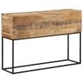 vidaXL Konzolový stolík 110x30x75cm surový mangovníkový masív a železo