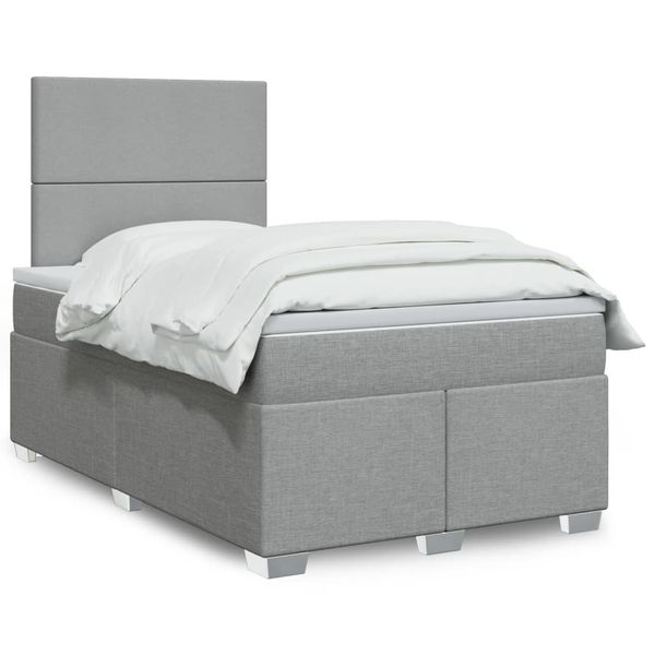 vidaXL Boxspring posteľ s matracom bledosivá 120x200 cm látka