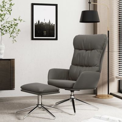 vidaXL Relaxačné kreslo s podnožkou sivé pravá koža a umelá koža
