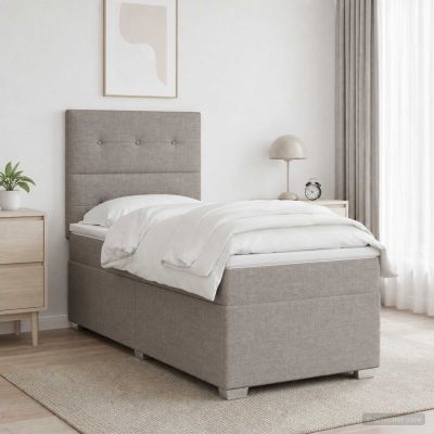 vidaXL Posteľ boxspring s matracom Sivohnedá 90 x 190 cm Látka