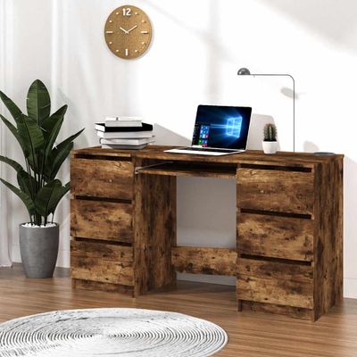 vidaXL Písací stôl dymový dub 140x50x77 cm spracované drevo