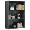 vidaXL Knižnica s 3 policami, lesklá sivá 80x30x114 cm, drevotrieska