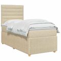 vidaXL Posteľ boxspring s matracom Krémová 90 x 190 cm Látka