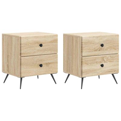 vidaXL Nočný stolík so zásuvkou 2 pcs Dub sonoma 43 x 34,5 x 47,5 cm