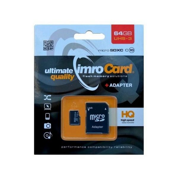 Pamäťová karta Imro 64GB microSDXC cl. 10 UHS-3 + adaptér