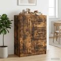 vidaXL Servírovacia skriňa so zásuvkou Dymový dub 66 x 34,5 x 87 cm