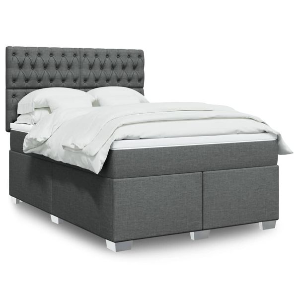 vidaXL Boxspring posteľ s matracom tmavosivá 140x190 cm látka