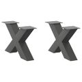 vidaXL Nohy konferenčného stolíka v tvare X, 2 ks, antracitové, 60 x (30-31) cm, oceľ