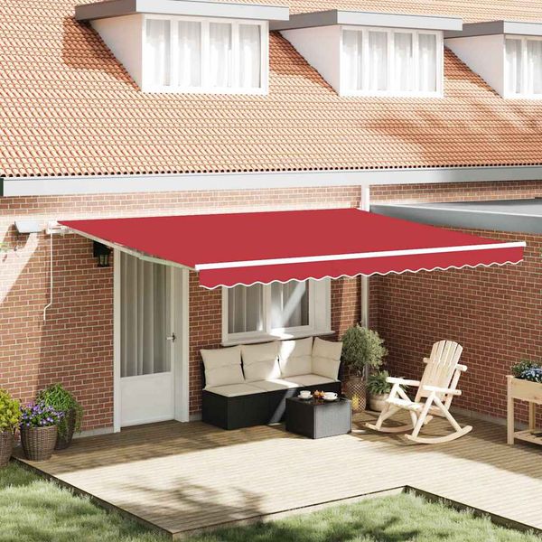 vidaXL Sklopná markíza Červená 450 × 350 cm Tkanina a hliník