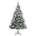 vidaXL Umelý vianočný stromček Zelená a biela 210 cm PVC, kov a plast