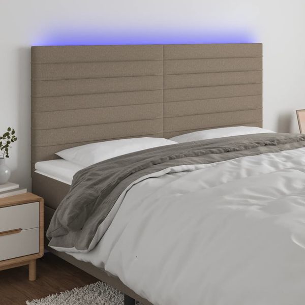 vidaXL Čelo postele s LED sivohnedé 180x5x118/128 cm látka