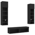 vidaXL 6-dielne TV nástenné skrinky s LED čierne kompozitné drevo