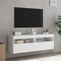 vidaXL TV nástenné skrinky s LED svetlami 2 ks biele 60x30x40 cm