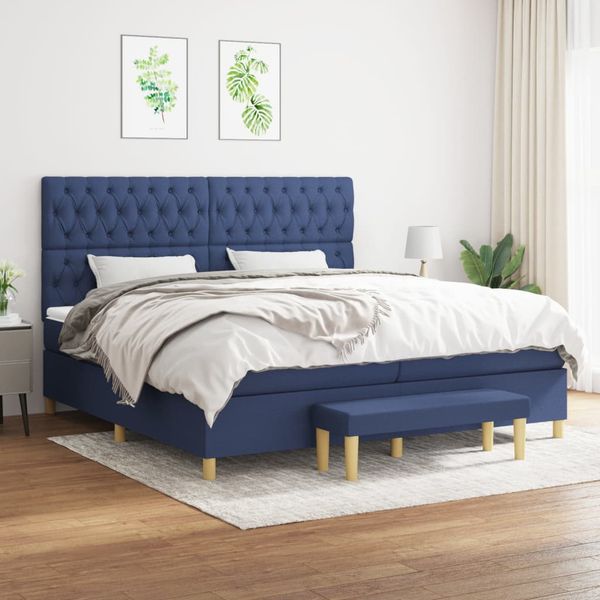 vidaXL Boxspring posteľ s matracom modrá 200x200 cm látka