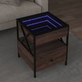 vidaXL Konferenčný stolík s nekonečnými LED hnedý dub 40x40x51 cm