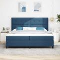 vidaXL Posteľ s pružinovým rámom s vankúšom Modrá 200 x 200 cm látka