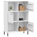 vidaXL Knižnica kovové nohy biela 90x35x128,5 cm masívne drevo OSLO